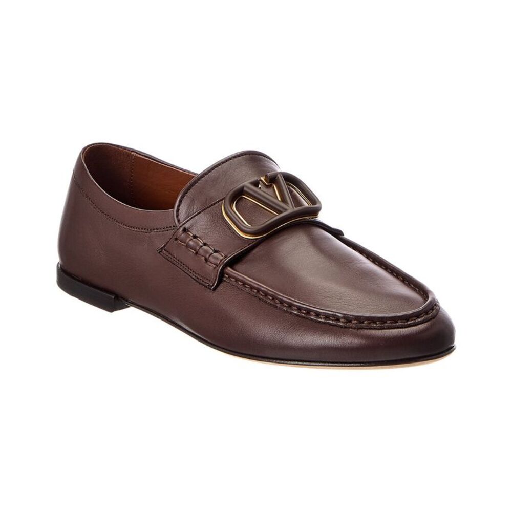 Valentino Vlogo Leather Loafer, Brown